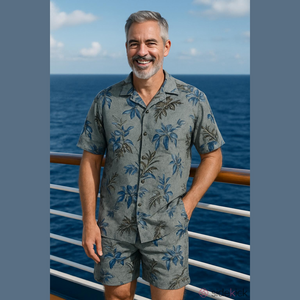 Men's Croft & Barrow Hawaiian Palm Tree Shirt, Blue, 2XLT